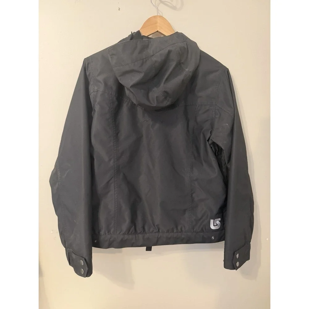 Burton Mens Full-Zip Hook & Loop Hooded Long Sleeve Black Pavillion Jacket MED